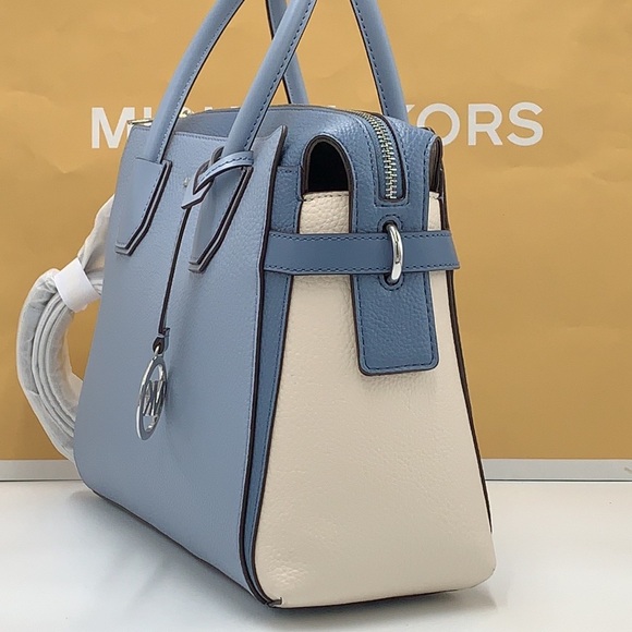 MICHAEL KORS Mercer Md Top Zip Color-Block Belted Satchel Crossbody Purse MK - Picture 4 of 15